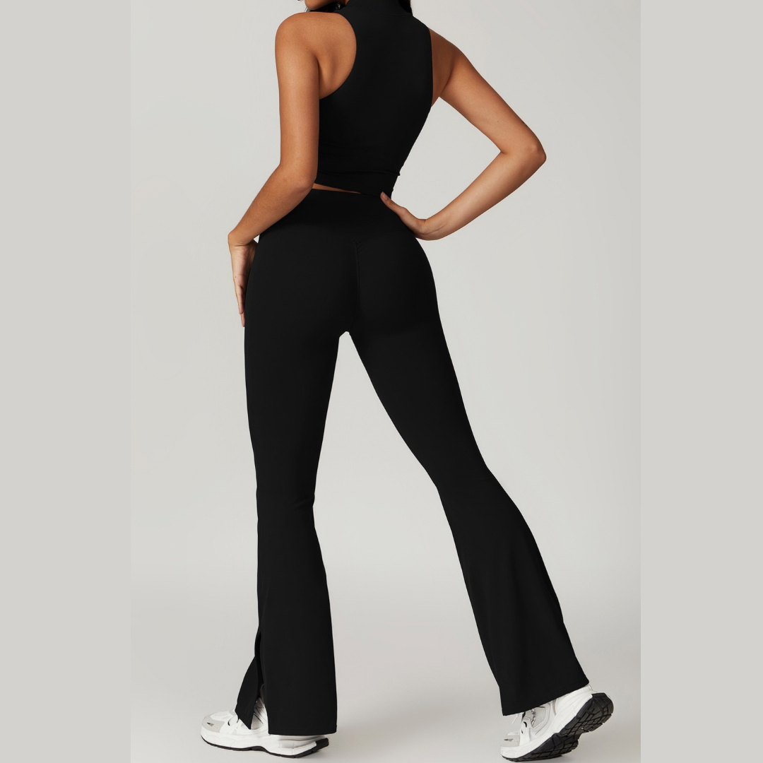 CAMILA Strong Support Vest Top Legging Set - Black