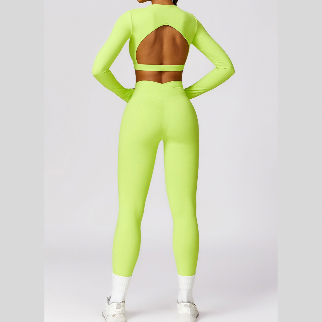 Elegant Long Sleeve Premium Legging Set - Lemon Yellow