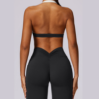 White Strap Backless V-Shape Legging Set - Black