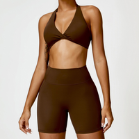 ANNE Summer Sexy Style Short Set - Coffee