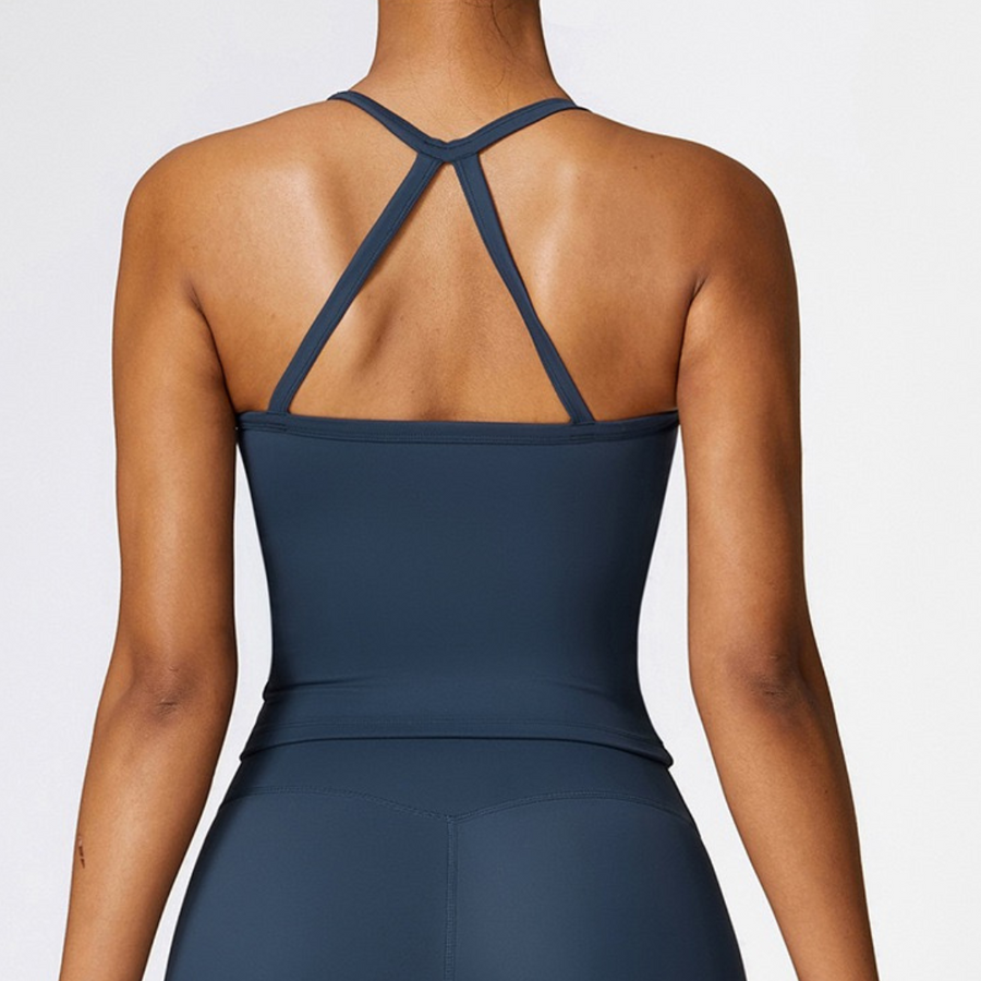 CHRISTIA Cloud Soft Cross Back Top - Navy