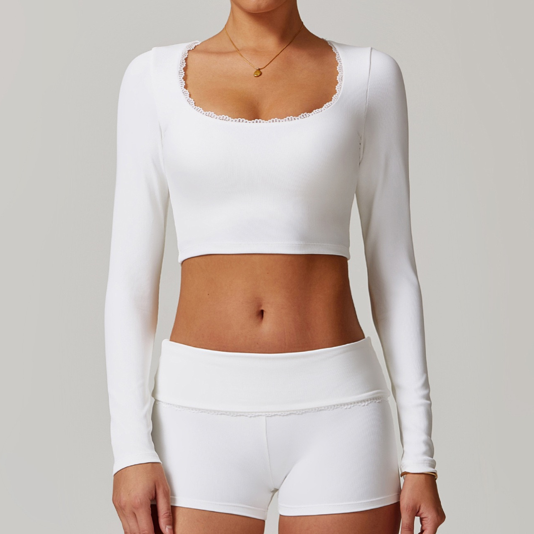 BONI Stylish Elegant Long Sleeve Top - White