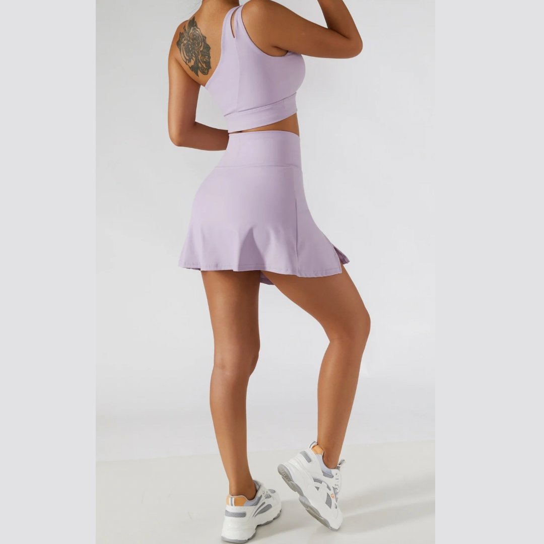 DONA Chic Single Shoulder Tennis Short Set - Lavender