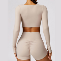 Long Sleeve Premium Short Set - Nude