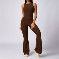 Adina Sexy Scrunch Backless Jumpsuit - Coffee