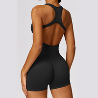 Seamless Cross Back Romper - Black