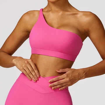 Single Shoulder Unique Style Crop Top - Pink