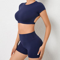 JESS Backless Stylish Summer Short Set - Navy