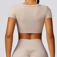 Premium Short Sleeve Crop Top - Nude