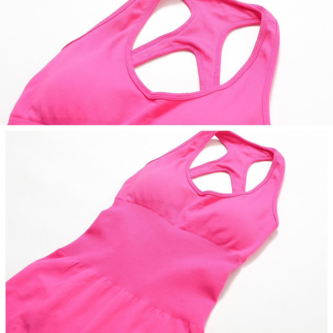 Seamless Cross Back Romper - Pink