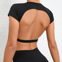 JESS Backless Stylish Crop Top - Black