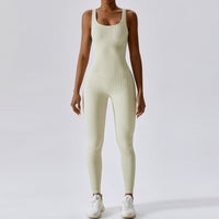 All Season Classic Ribbed Jumpsuit -  Cream