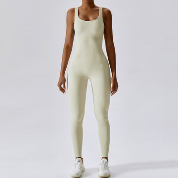 All Season Classic Ribbed Jumpsuit -  Cream