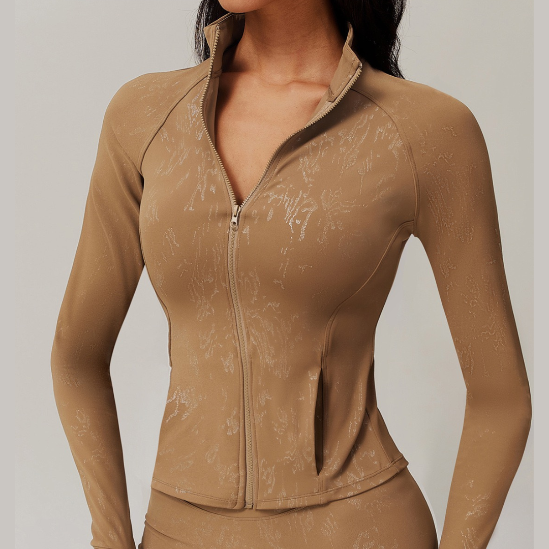 Elysian Glow Slim Waist Jacket - Brown