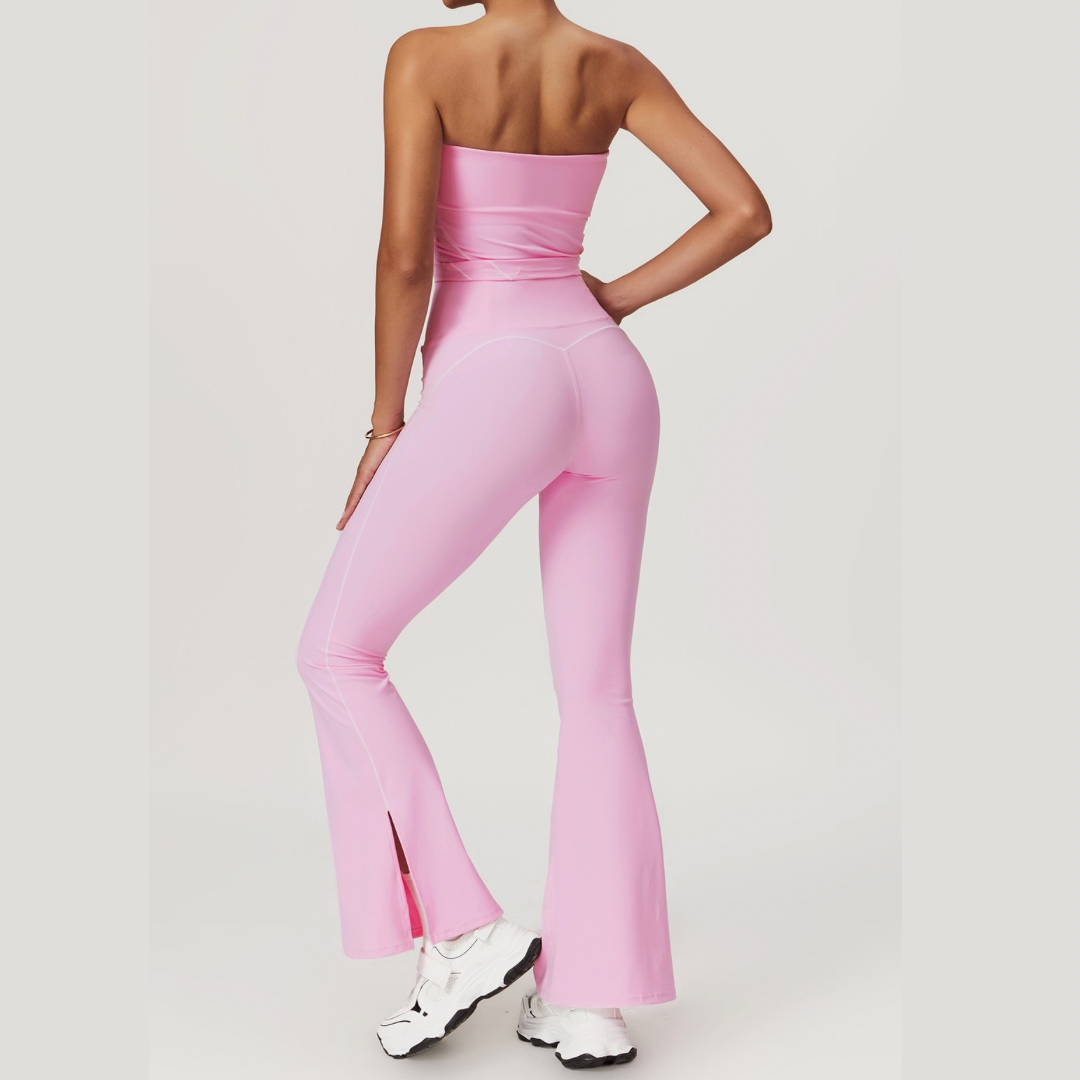 Birdy White Strap Elegant Legging Set - Pink