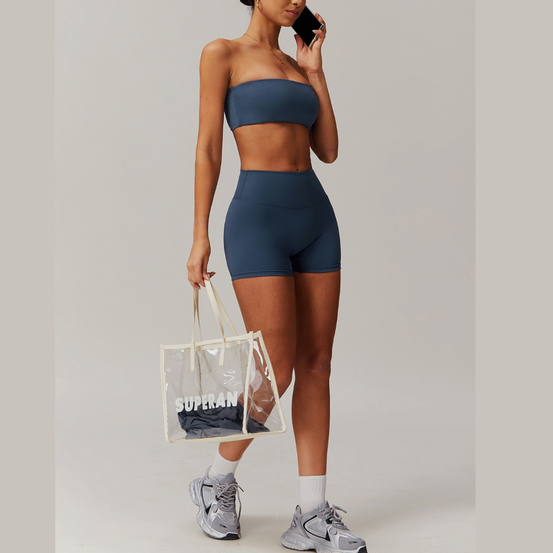 SleekFlex Strapless Top Short Set - Blue