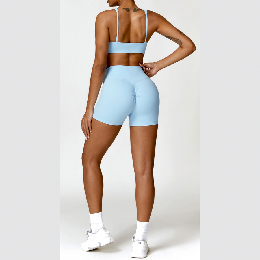 V-Top Scrunched Short Σετ - Μπλε 