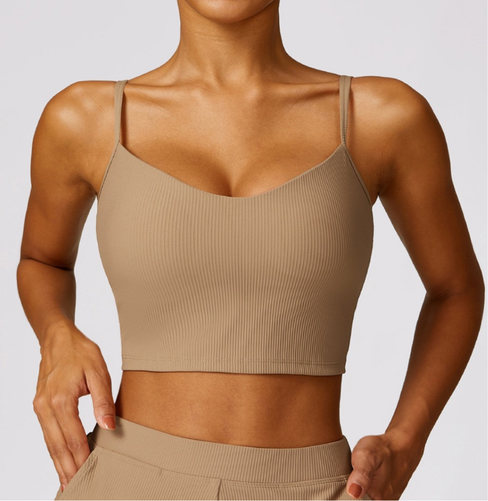 Premium Ribbed Elegant and Stylish Crop Top - Ice Latte