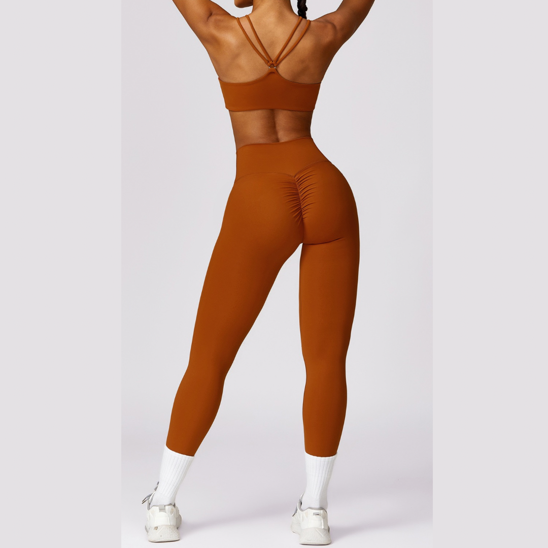 Unique Design Scrunch Skinny Legging Set - Red Clay