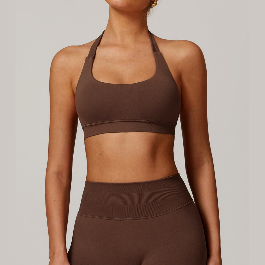 Sandy Stylish Backless Crop Top - Coffee