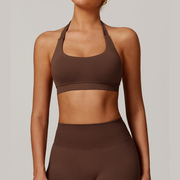 Sandy Stylish Backless Crop Top - Coffee