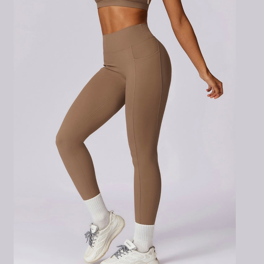 Premium V-Shape Scrunched Pocket Legging - Almond