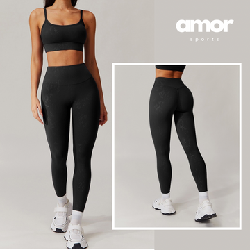 Elysian Glow Classic Crop Top Legging Set - Black