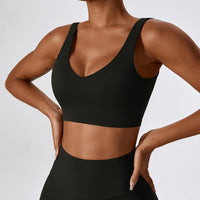 Deep V Soft Fabric Crop Top - Black