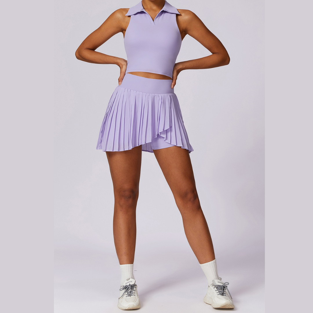 Vest Top Cute Tennis Set Set - Μωβ 