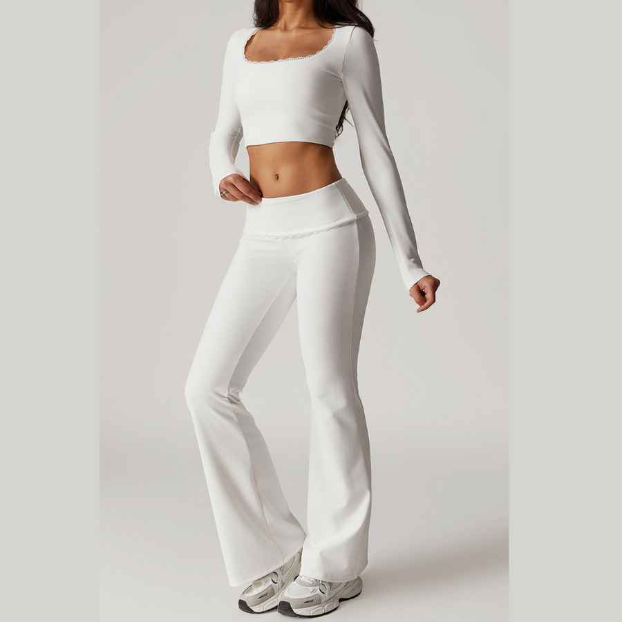 BONI Long Sleeve Top Legging Set - White