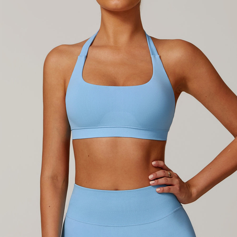 SANDY Backless Top Seamless Short Set - Sky Blue
