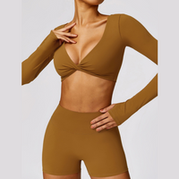 Long Sleeve Premium Short Set - Caramel