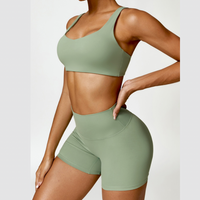 V-Top Scrunched Short Set - Πράσινο 
