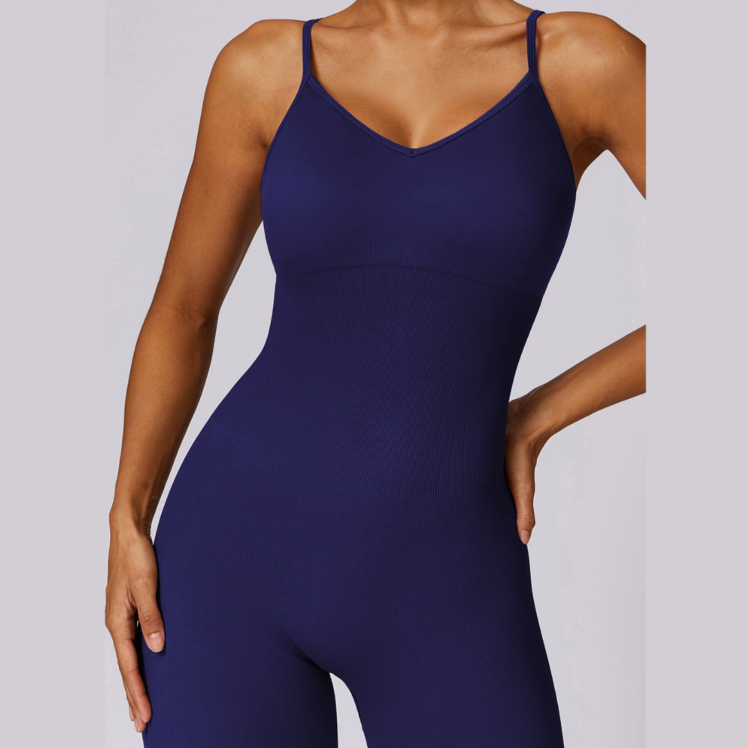 Slim Waist Backless Seamless Jumpsuit - Purple