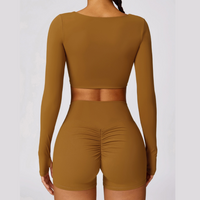 Long Sleeve Premium Short Set - Caramel