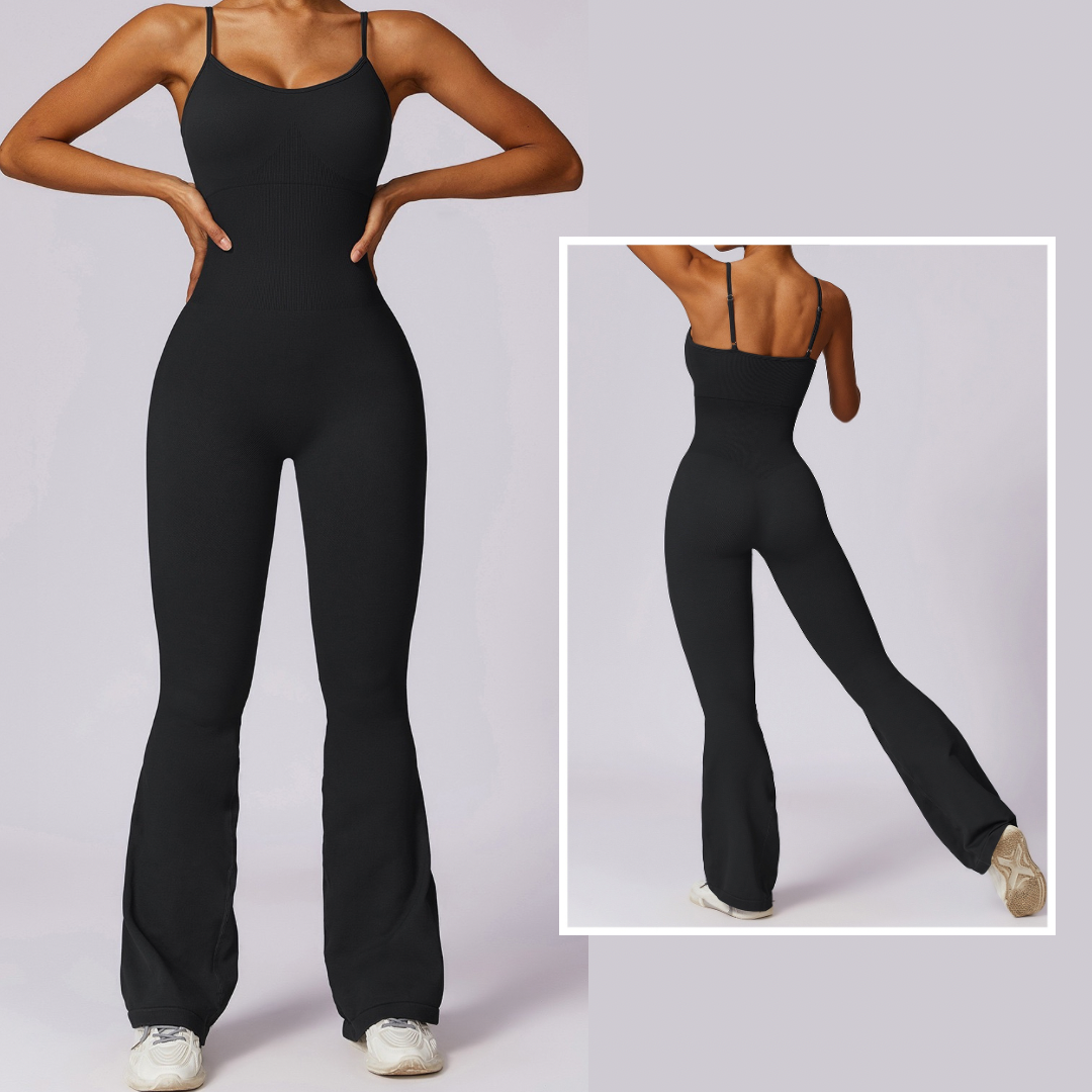 Seamless Premium Stylish Flared Jumpsuit - Black