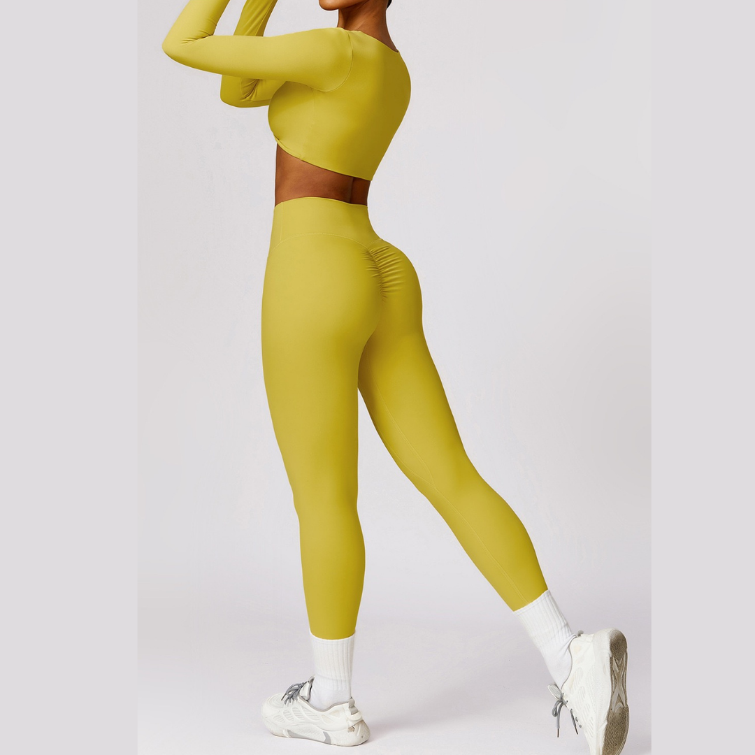 Sexy Long Sleeve Premium Legging Set - Lemon Lake