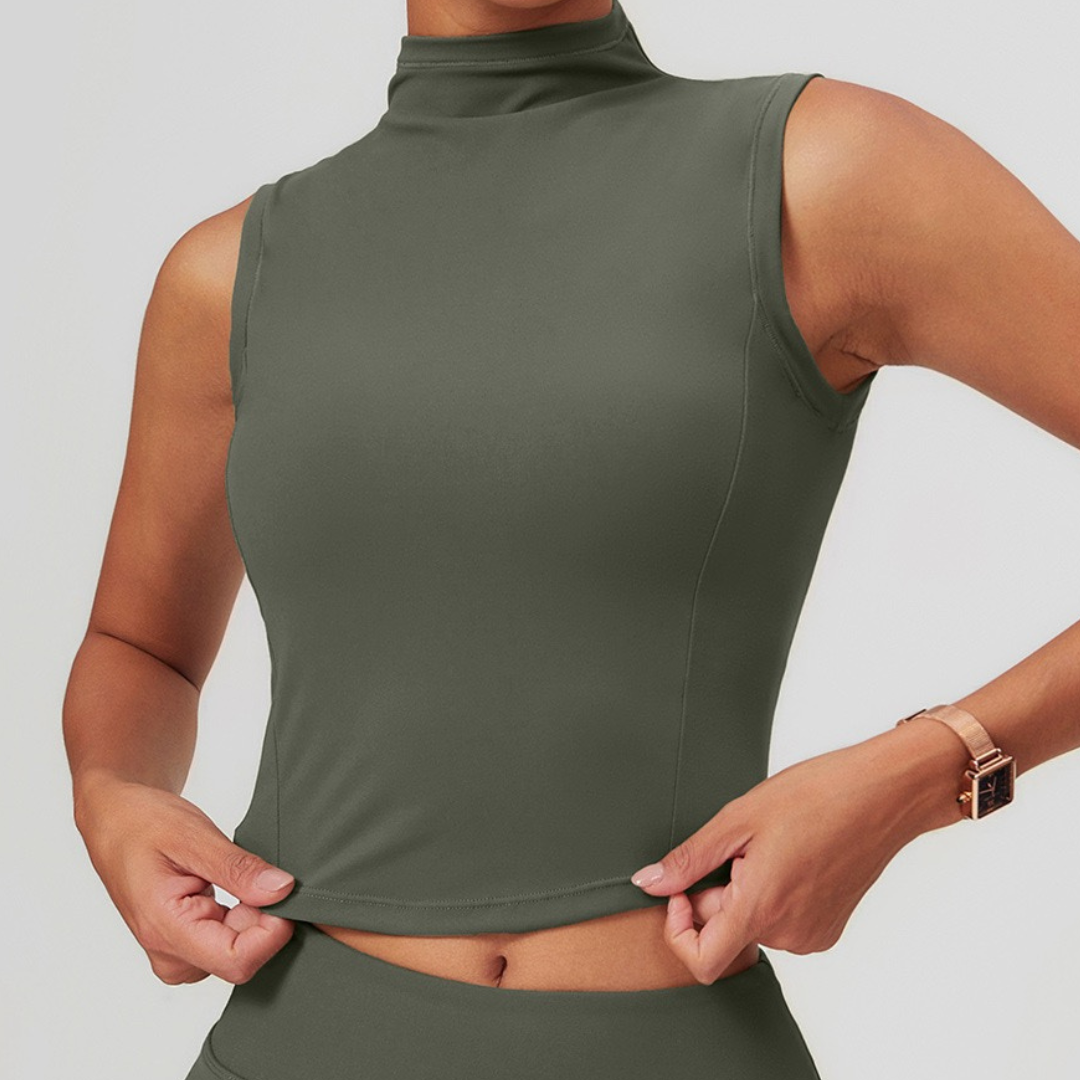 LILA Chic Vest Crop Top - Olive