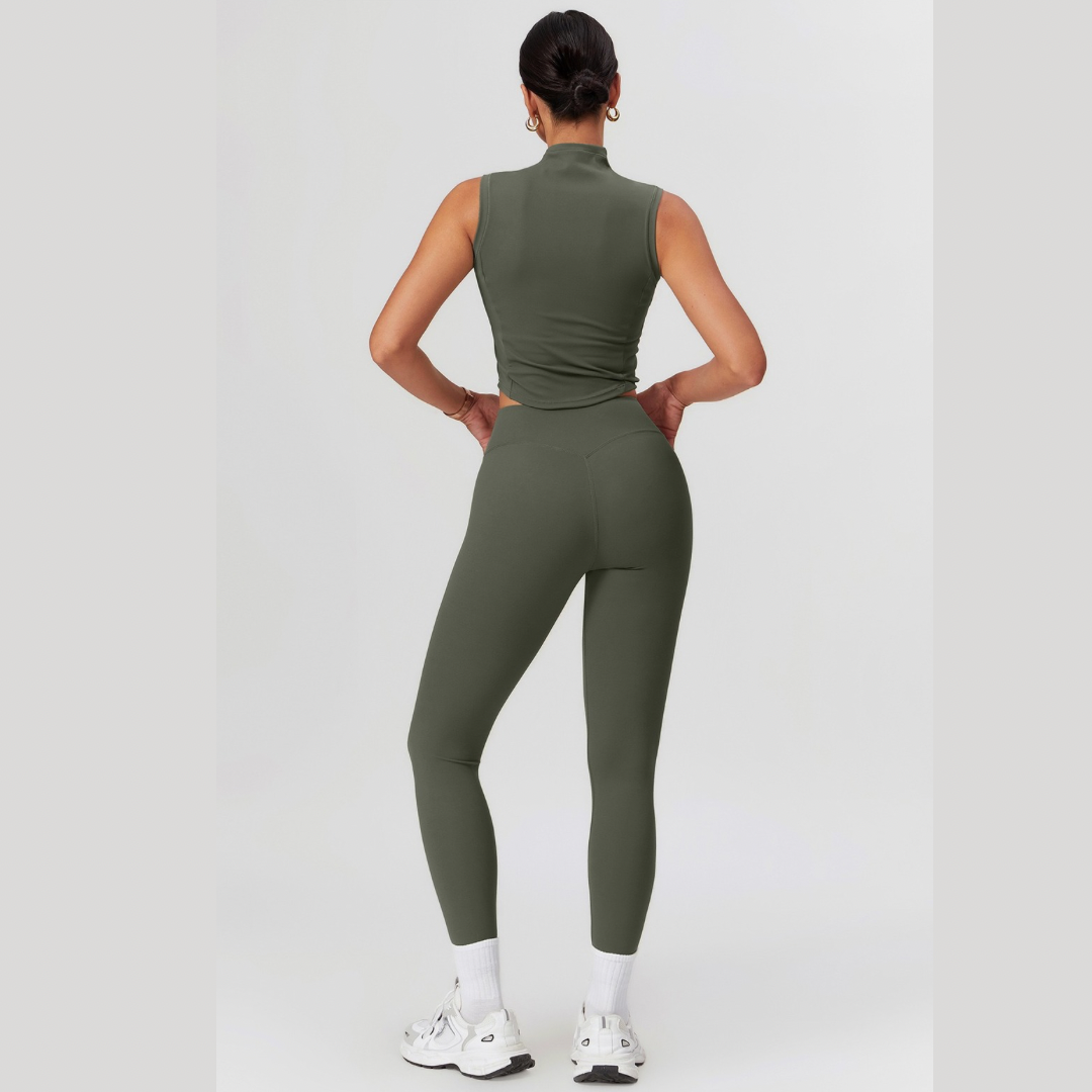 LILA Chic Vest Top Legging Set - Olive