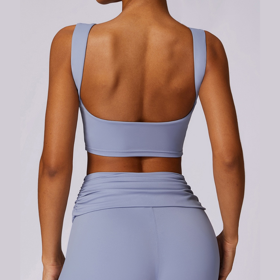 Elegant Square Design Crop Top - Blue Bell