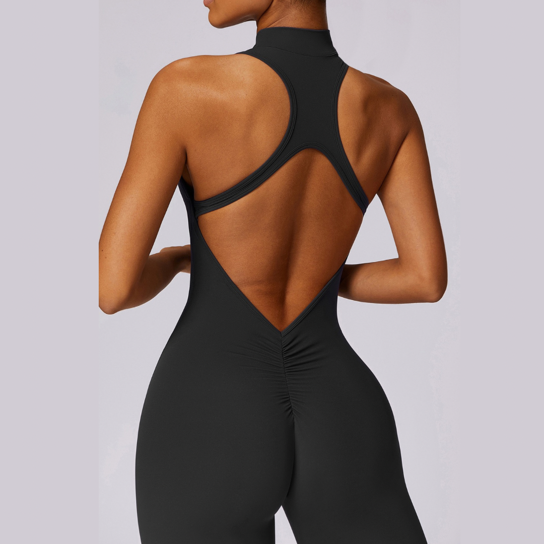 Scrunched Butt Lifting Jumpsuit - Black