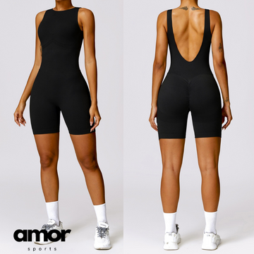 Seamless Deep-V Romper - Black