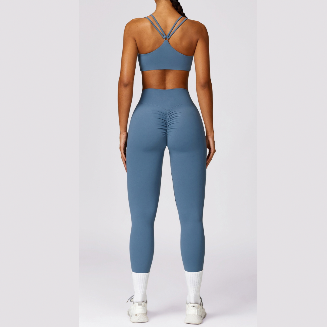 Unique Design Scrunch Skinny Legging Set - Dusty Blue