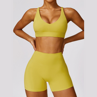 Stylish Back Premium Short Set - Lemon Yellow