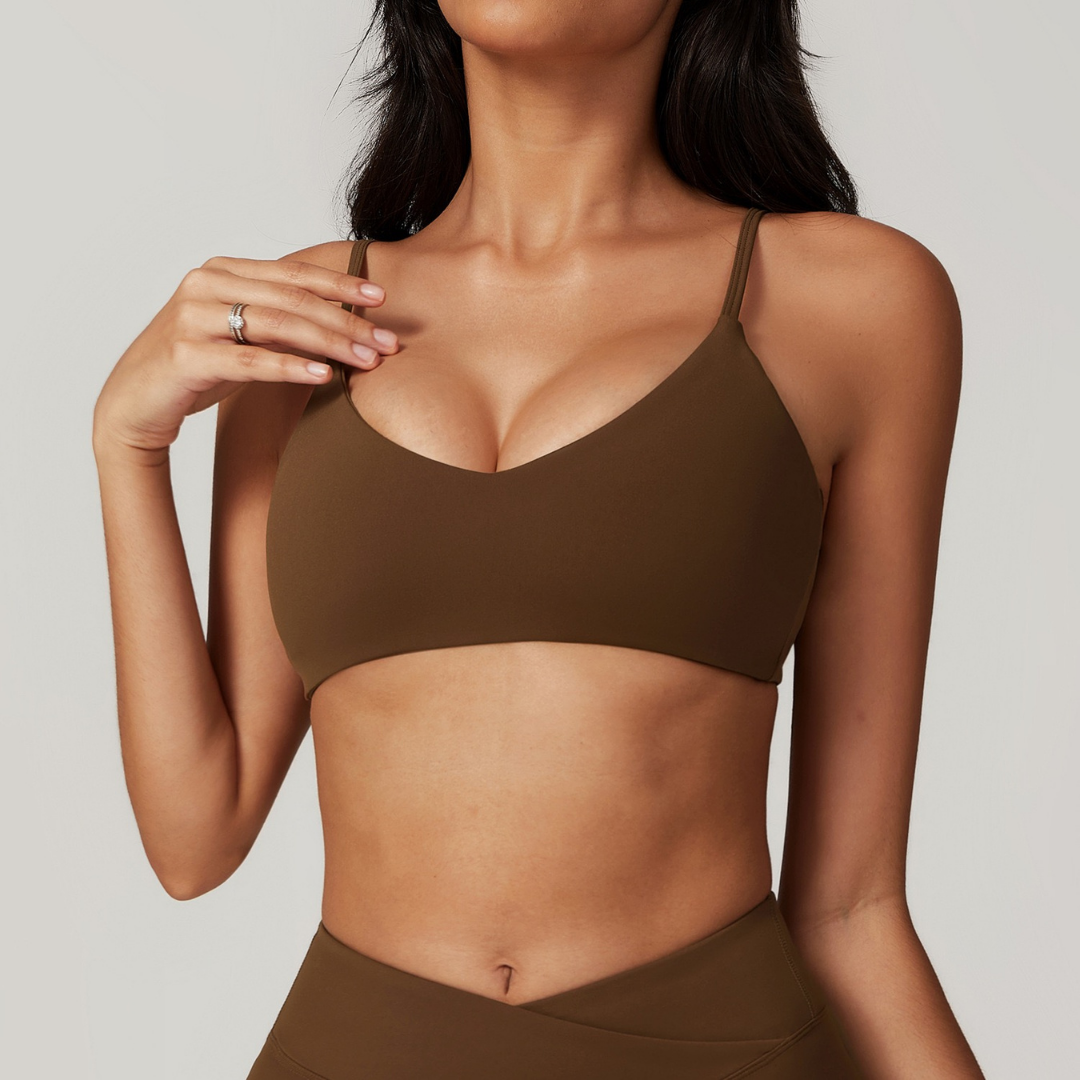 Sustainable Stylish Sports Bra Crop Top - Coffee