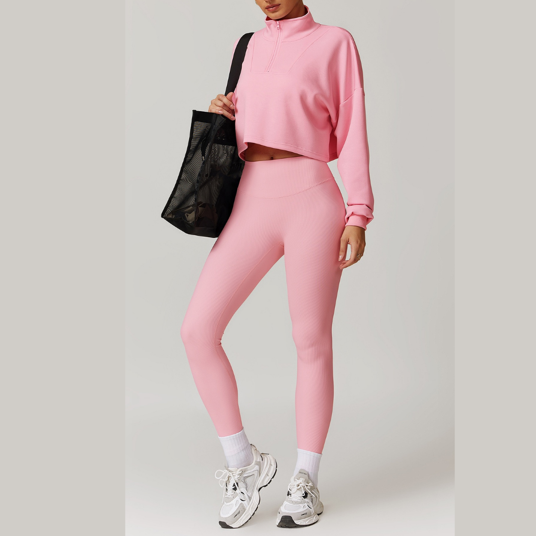 Alibi Chic Jumper & Ribbed Legging 2PCS Set - Pink