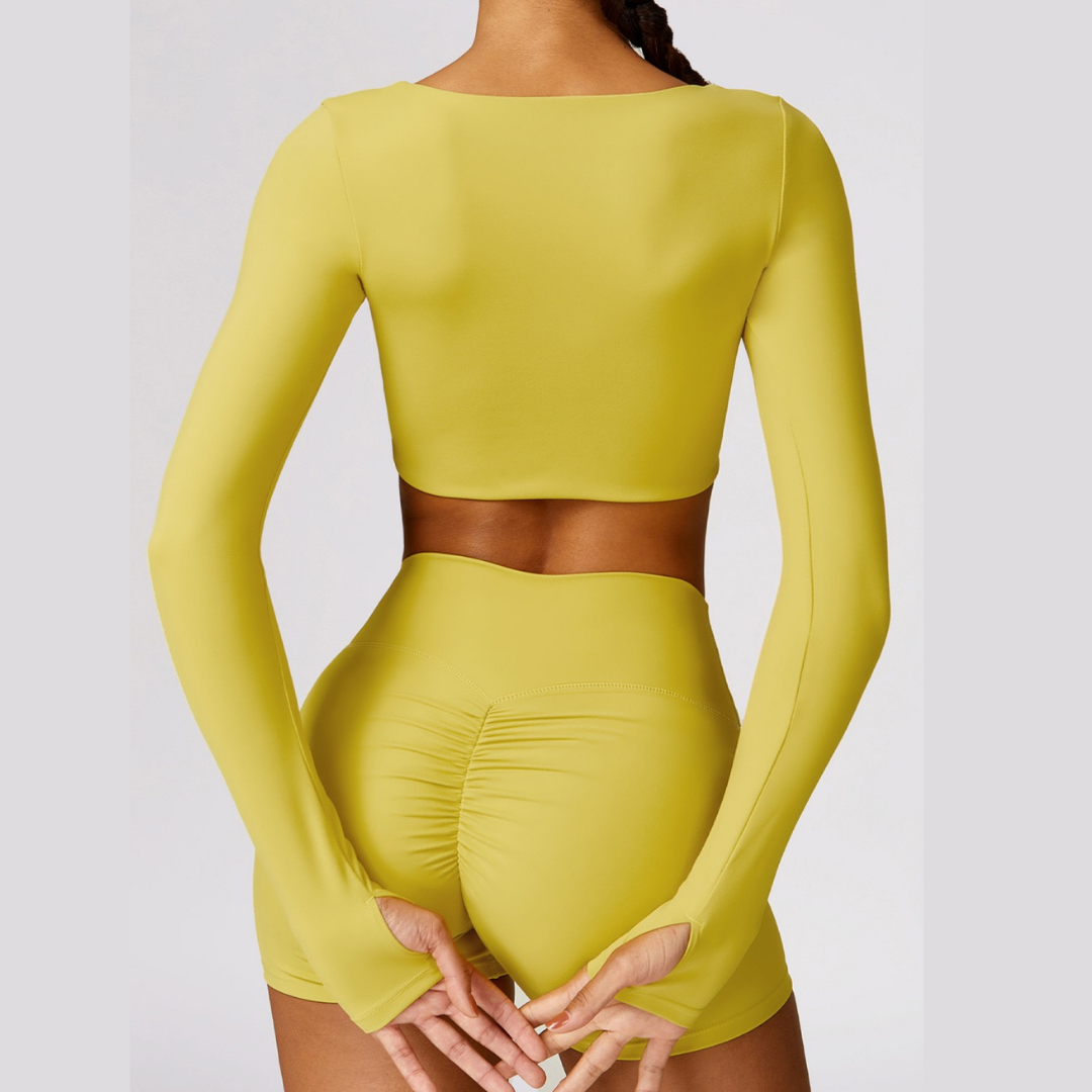 Long Sleeve Premium Short Set - Lemon Yellow