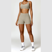 V-Top Scrunched Short Set - Cement