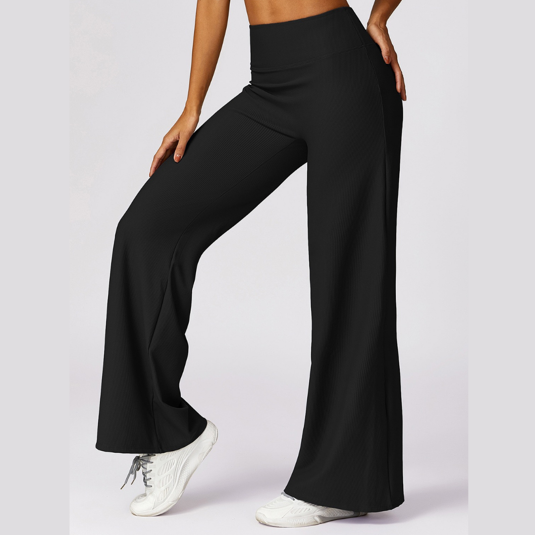 Premium Ribbed Elegant Pocket Flared Legging - Black