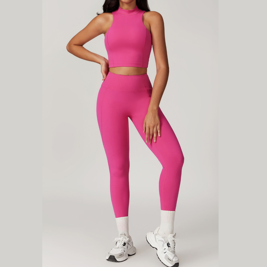 CAMILA Strong Support Vest Top Legging Set - Magenta